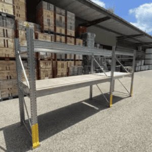 Lot N°12 Rack à palettes Ross renforcé – 3 échelles, 8 traverses, plateau bois, occasion