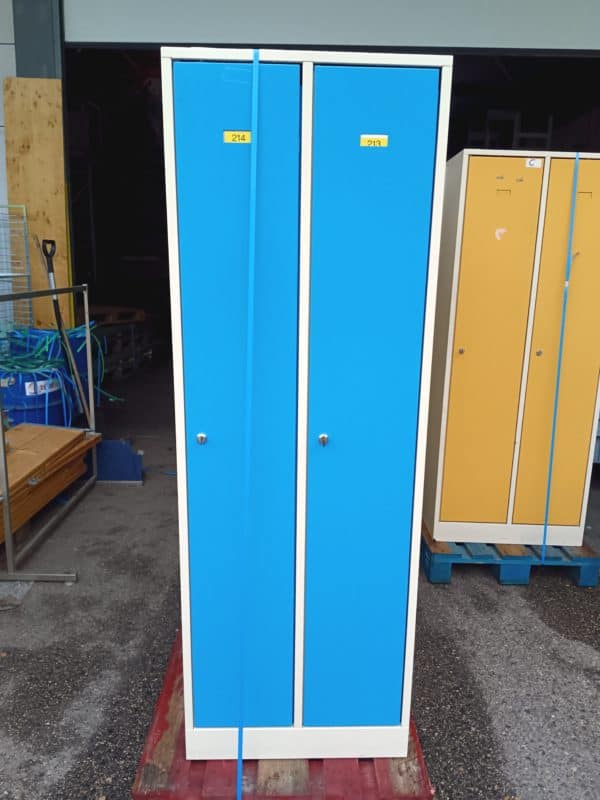 Casier vestiaire industrie bleu et blanc 2 portes métallique occasion