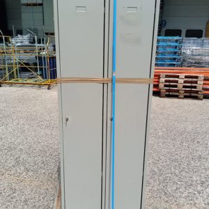 2-door grey metal industrial locker - second-hand