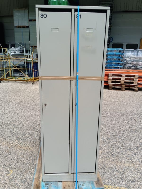 2-door grey metal industrial locker - second-hand