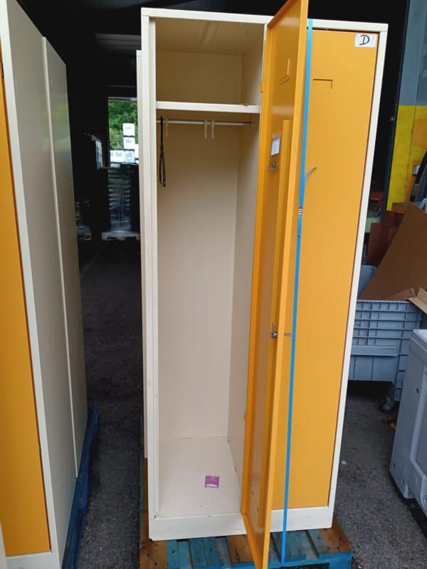 Casier vestiaire industrie métallique jaune et blanc 2 portes - occasion