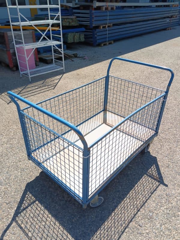 Chariot à plateforme grillagé 4 parois – Occasion