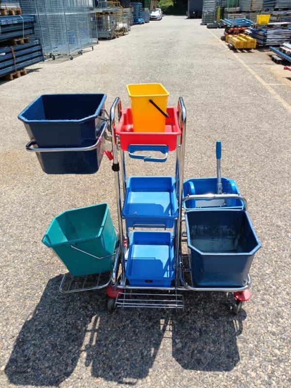 Cleaning trolley 5 buckets - 3 trays - Rinser - Second-hand - Image 2