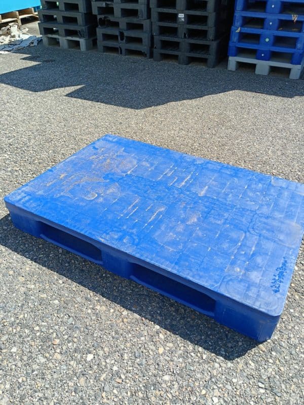 Palette plastique fond plein bleue 120×80 cm – Occasion