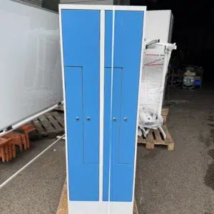 Casier métallique 2 portes doubles bleu et gris clair – 180 x 60 x 50 cm