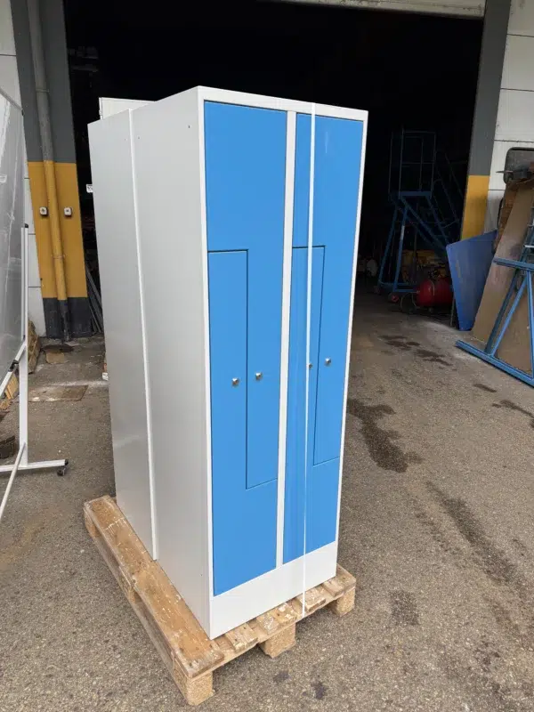 Casier métallique 2 portes doubles bleu et gris clair – 180 x 60 x 50 cm – Image 2