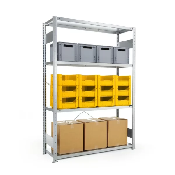 META metal shelf - W100 x D32 x H195 cm (5 tablars) or H249 cm (6 tablars) - Made in Germany