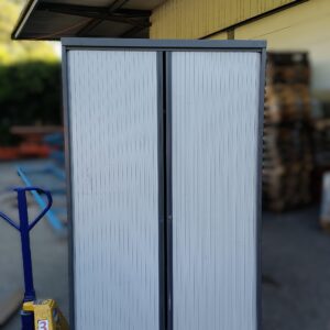 Grey curtain cabinet with tablars - 198 x 120 x 48 cm - Second-hand