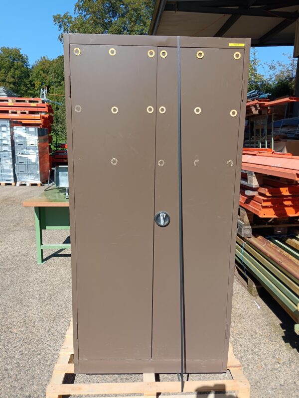 2-door brown metal cupboard - 194.5x95x41.5 cm - Second-hand