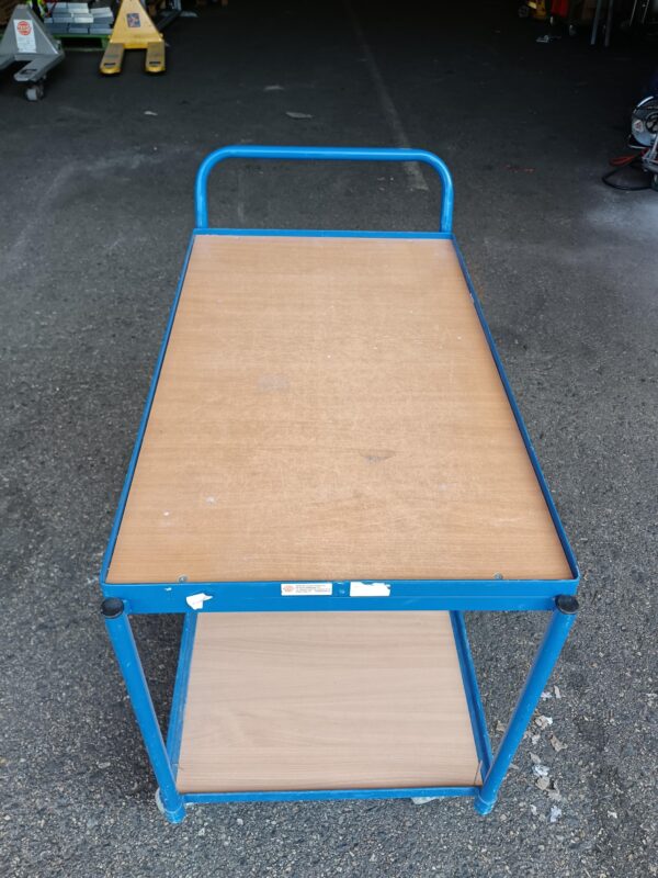 Blue metal and wood 2-level trolley on castors - 100 x 62 x 99 cm - Image 4
