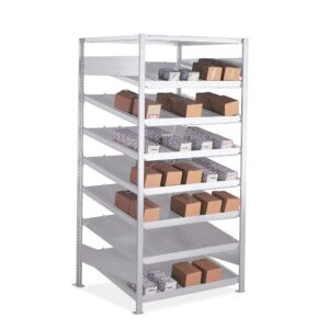 META metal shelf, grey with separator - H200xW100xD80 cm - Inclined or flat - Second-hand