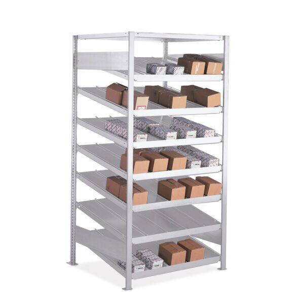 META metal shelf, grey with separator - H200xW100xD80 cm - Inclined or flat - Second-hand