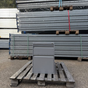 Grauer Schreibtischcontainer aus Metall – 3 Schubladen – 80 x 40 x 56 cm – Gebraucht