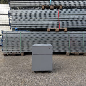Grauer Schreibtischcontainer aus Metall – 2 Schubladen – 57 x 42 x 57 cm – Gebraucht